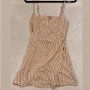 Striped wrap tie mini summer dress